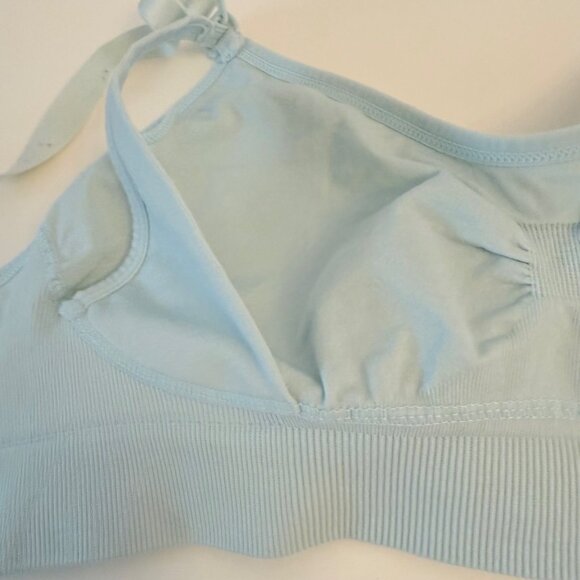 Light Blue Seamless Nursing Bra With Adjustable Straps Womens Sz L Soft Stretch - Picture 6 of 11